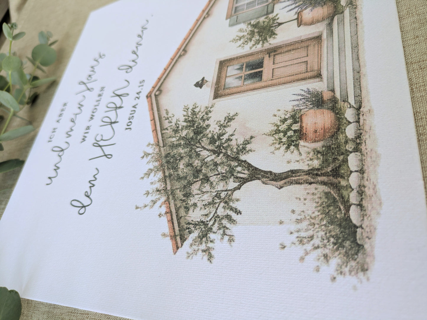 Leinwand „Ich aber und mein Haus wollen dem HERRN dienen“ | Josua 24,15 | 25 × 25 cm