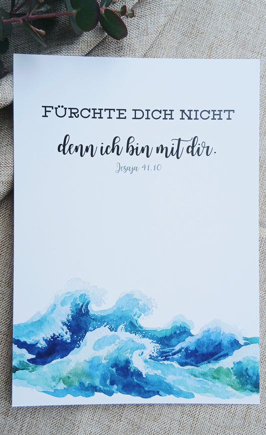 Postkarte „Fürchte dich nicht, denn ich bin mit dir“ – Jesaja 41,10 | Aquarellkarte A6 mit Bibelvers