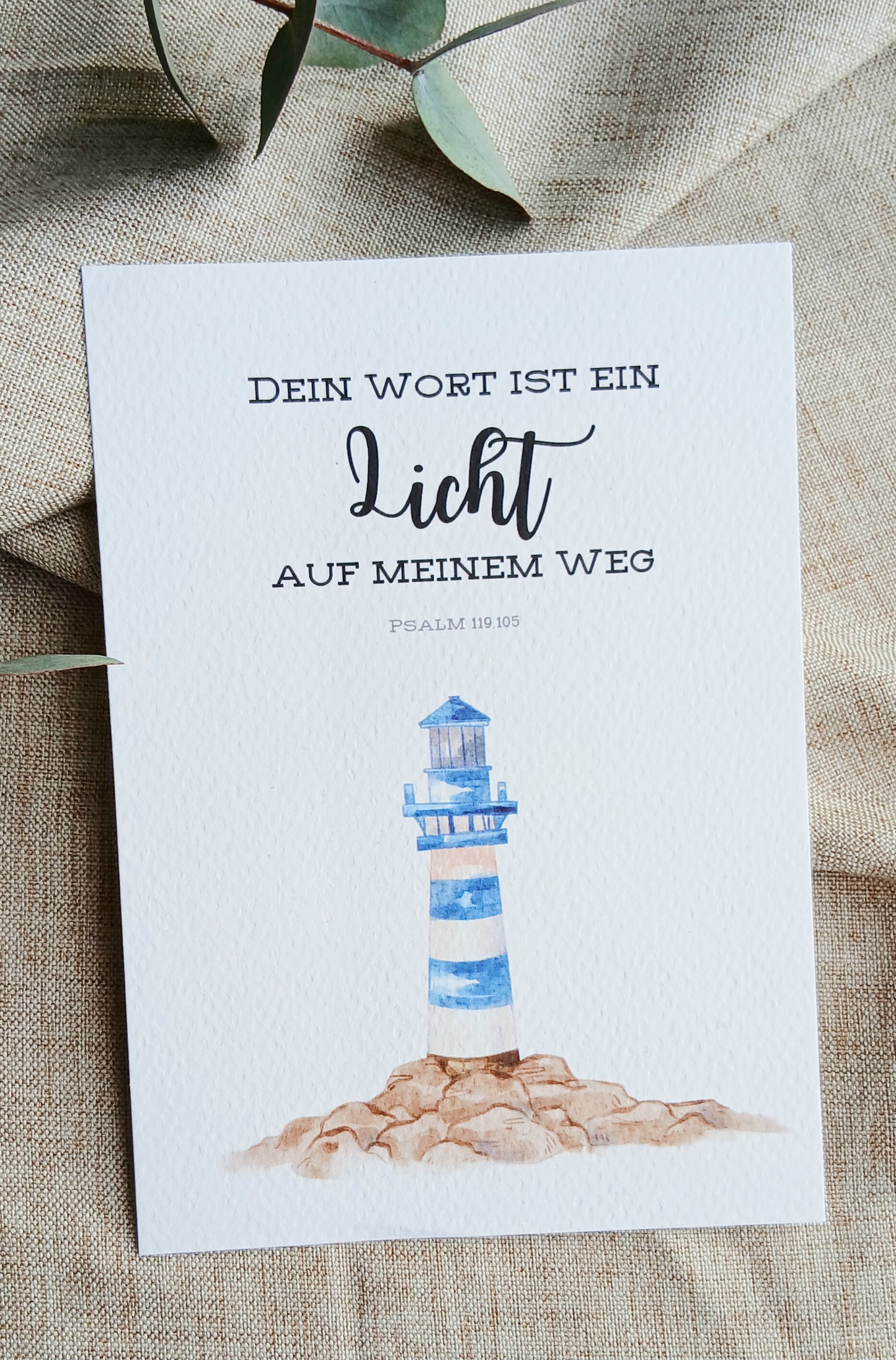 Postkarte „Dein Wort ist ein Licht auf meinem Weg“ – Psalm 119,105 | Aquarellkarte A6