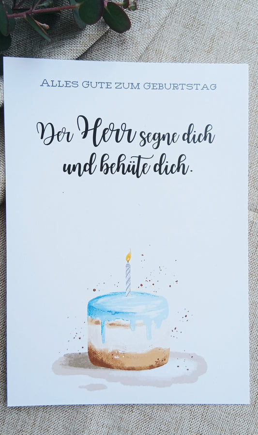 Postkarte „Der Herr segne dich und behüte dich“ – Geburtstagskarte | Aquarellkarte A6