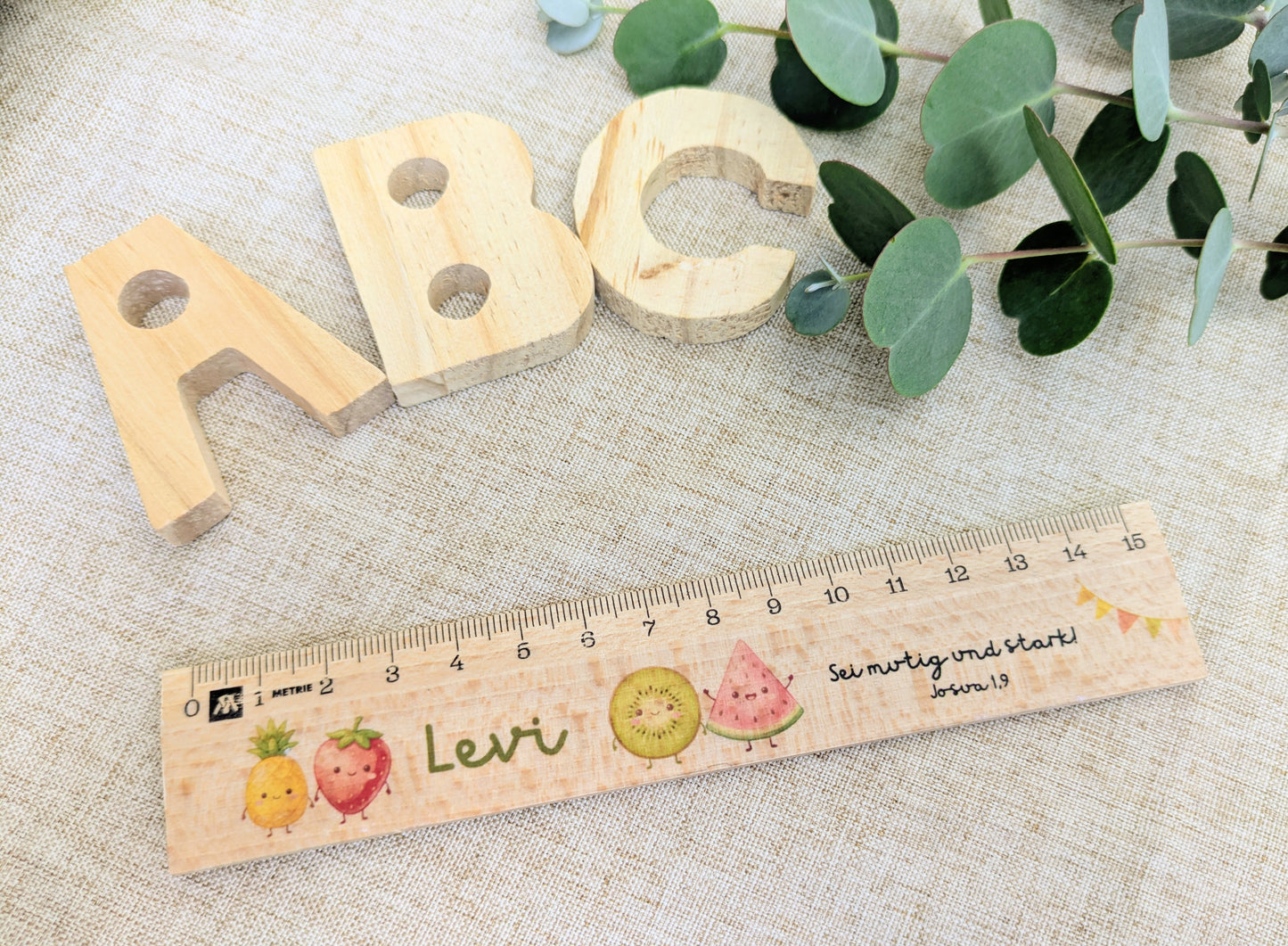 Personalisiertes Einschulungs-Set mit Bibelvers I Stundenplan, Holzlineal & Jumbo-Bleistift