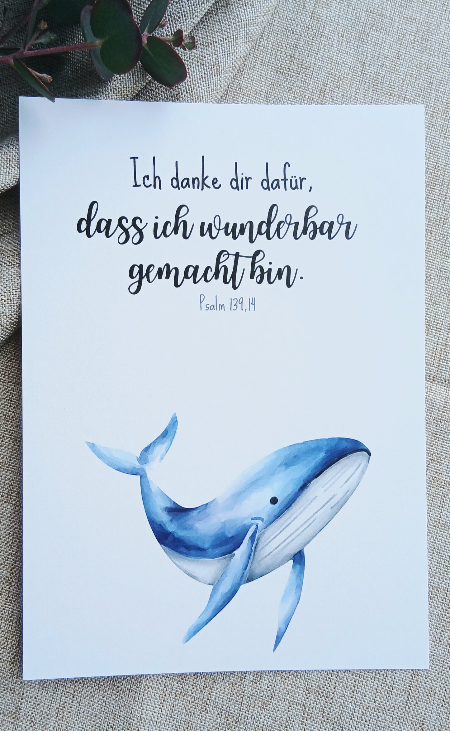 Postkarte „Ich bin wunderbar gemacht“ – Psalm 139,14 | Aquarellkarte A6 mit Bibelvers