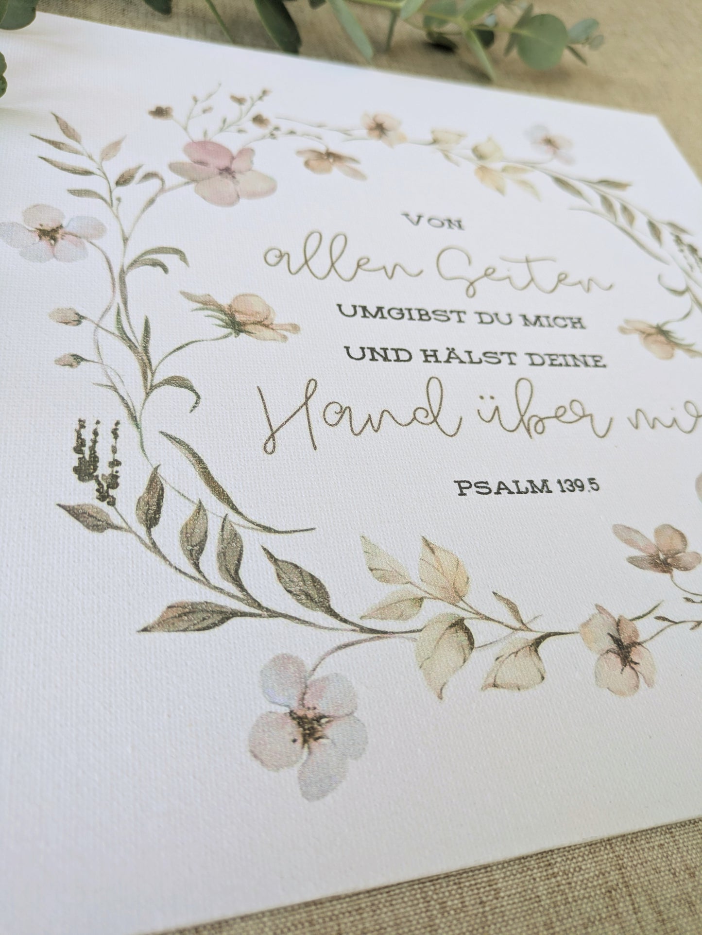 Leinwand „Von allen Seiten umgibst du mich“ | Psalm 139,5 | 25 × 25 cm